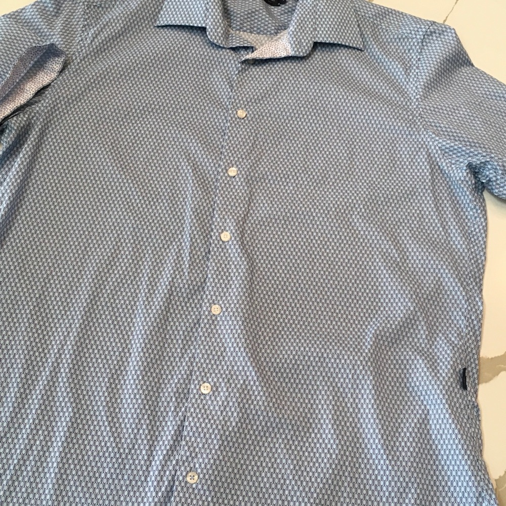 Men's Blue Patterned Tennis Racket Shirt Stone Rose Large Turkey